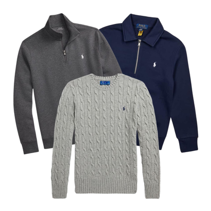 MARCH DROP 25x Pièces Ralph Lauren Sweatshirt 1/4 Zippé & Torsadé Premium