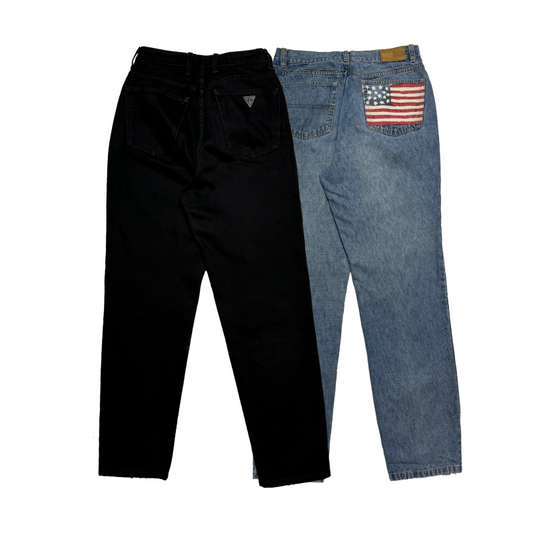 Lot de jeans vintage pour femme avec jeans Guess noir et jean USA brodé