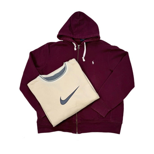 Lot premium avec hoodie Ralph Lauren et sweatshirt Nike crème