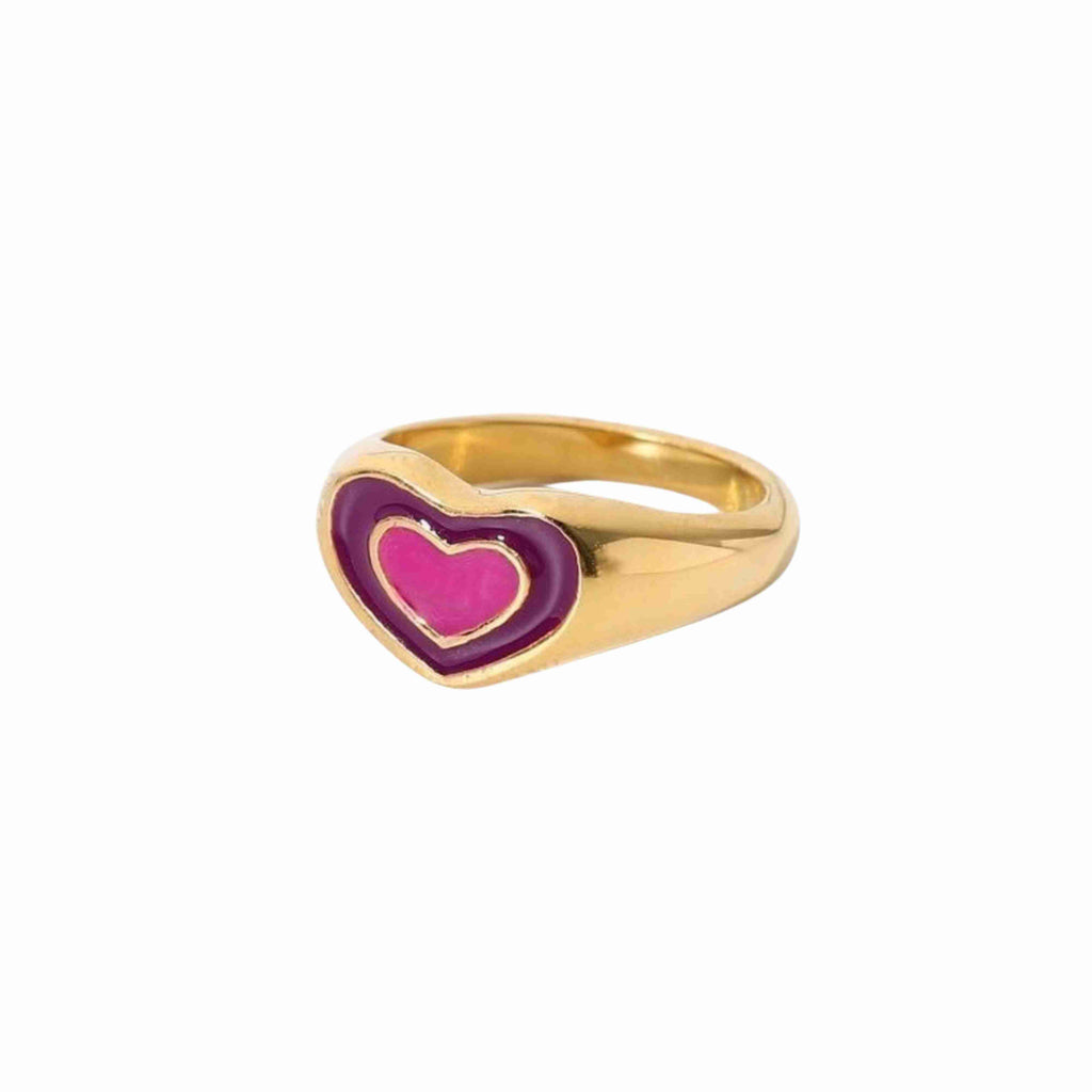 Purple Gold Heart Ring