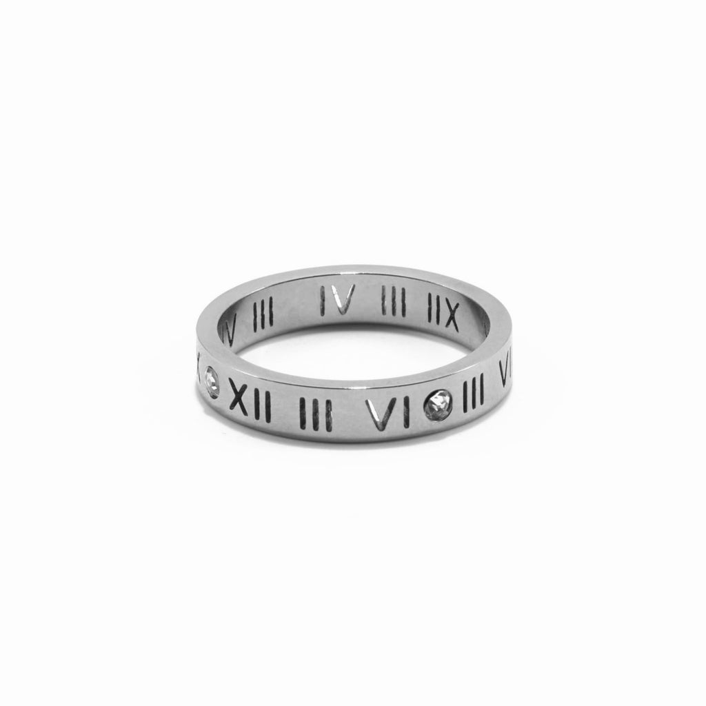 Roman Crystal Ring Silver