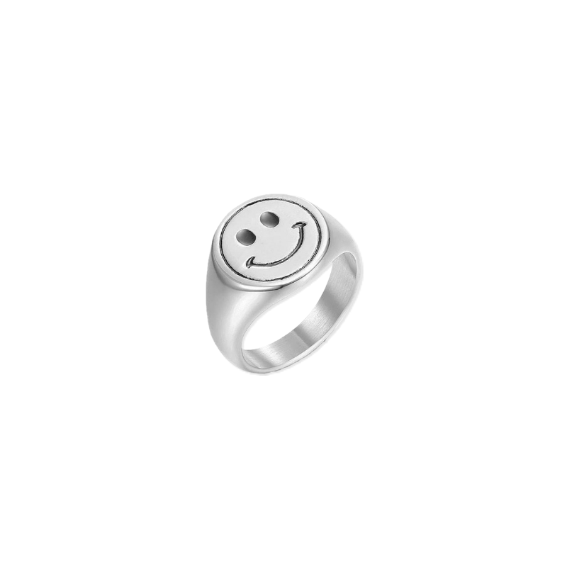 silberner Smiley-Ring