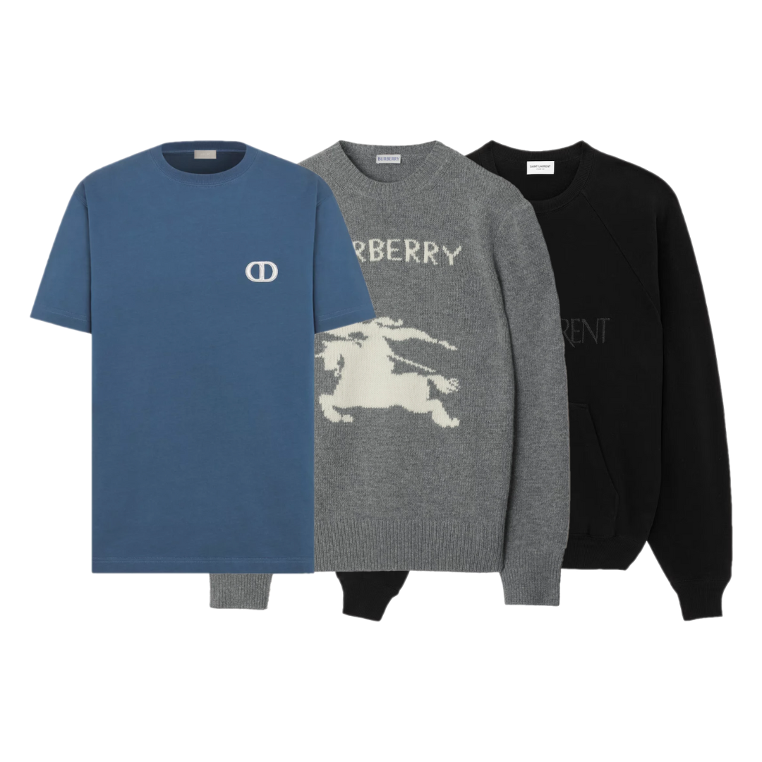 Reserva 10 sudaderas de lujo con estampados de YSL y Burberry