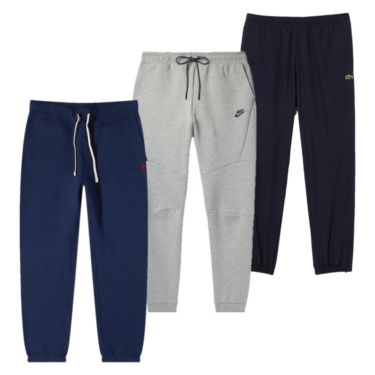 Set di pantaloni da jogging vintage Nike, Ralph Lauren e Lacoste