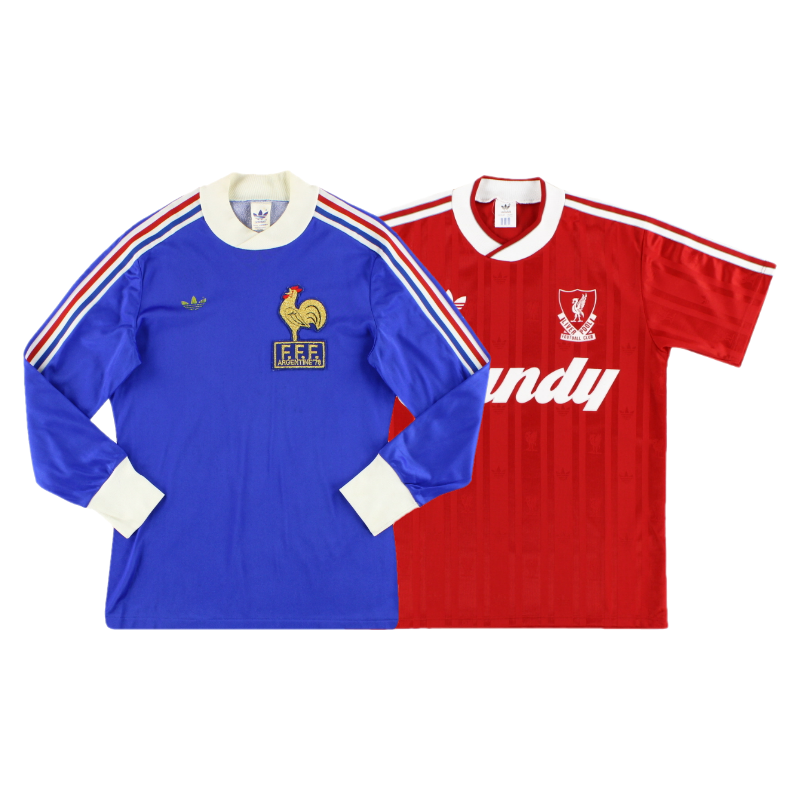 Maglie da calcio vintage Adidas FFF e Liverpool, collezione in stile retrò