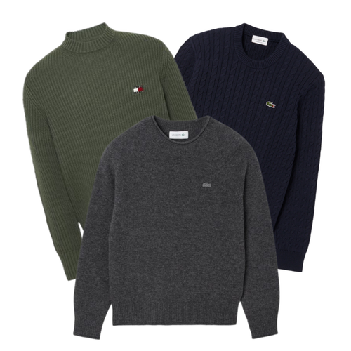 Mix 10 kg de camisolas Lacoste/Tommy Hilfiger para homem